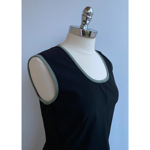 Prada Shift Dress Black with Green Trim Knee Length Women’s Italian 48 US 12 - Picture 3 of 10